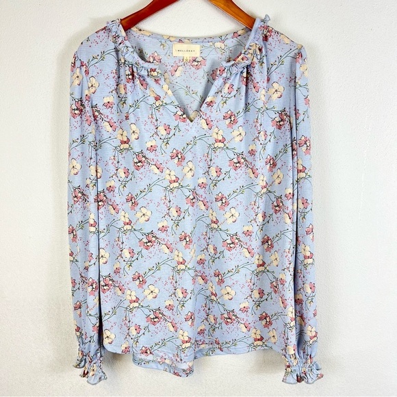 2/$25 MELLODAY Floral Lavender Purple Business Casual Feminine Pretty Blouse L - Picture 2 of 11